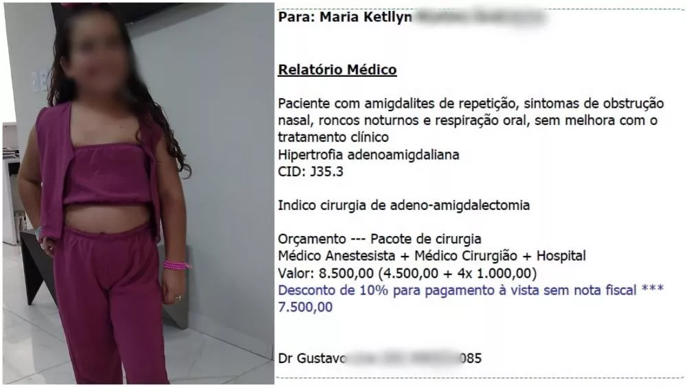 Família realiza campanha para custear cirurgia de criança de 8 anos que sofre com problemas de garganta