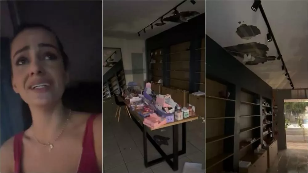 Empresária patoense relata angústia ao ter loja invadida pela água durante chuva neste domingo (19); veja vídeo