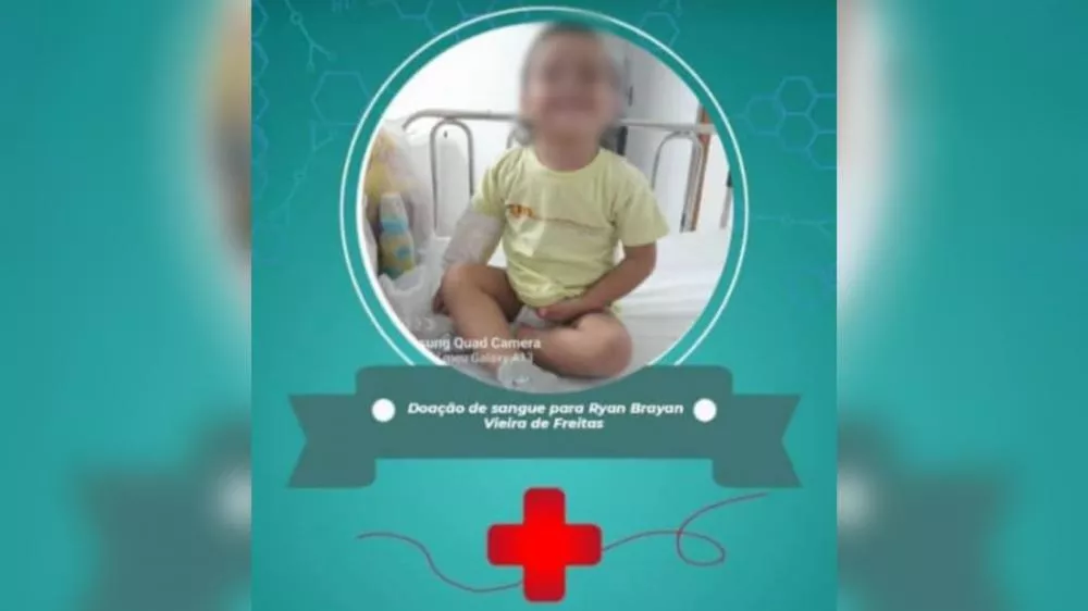 Família faz campanha de doação de sangue para garoto de apenas 2 anos que está internado em estado grave no Hospital Infantil de Patos; veja como ajudar