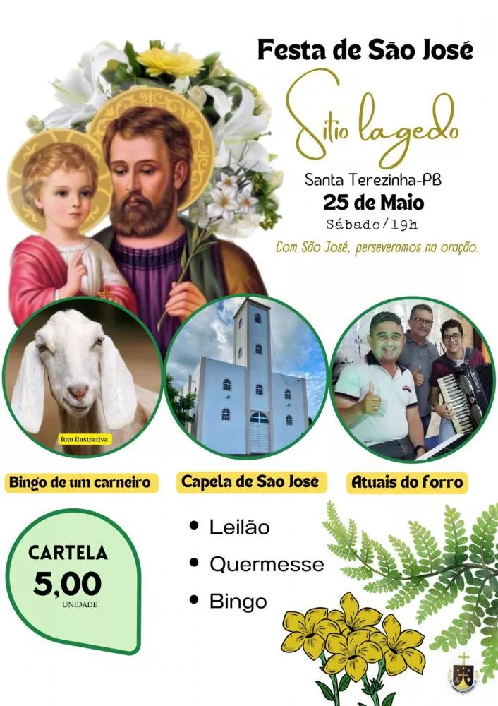 Festa de São José será realizada no Sítio Lagedo, em Santa Terezinha, neste sábado (25)