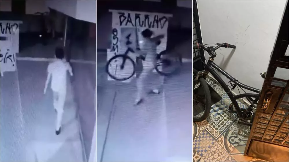 Ladrões furtam bicicleta no Centro de Patos durante a madrugada desta segunda-feira (27); veja vídeo
