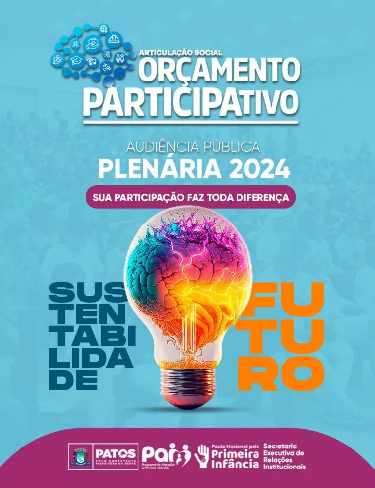 Prefeitura de Patos realiza plenária do Orçamento Participativo dia 5 de junho