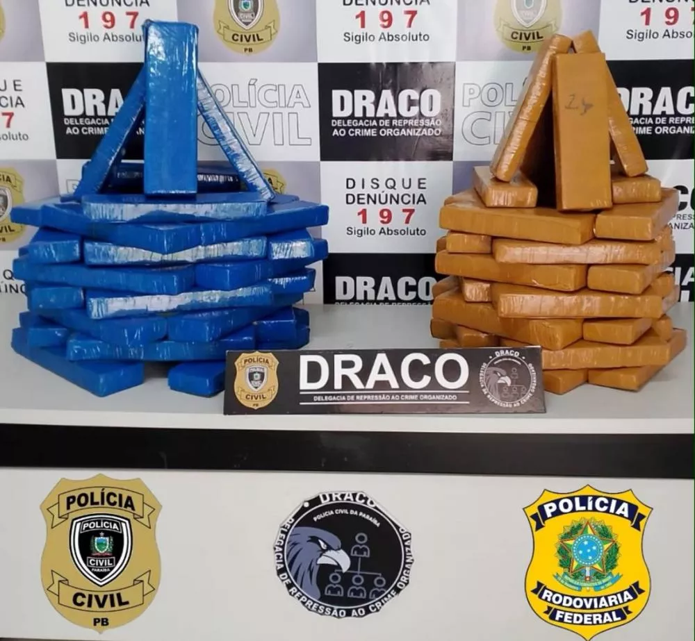 Polícia Civil da Paraíba e PRF apreendem cerca de 60kg de drogas e prendem dois traficantes em Campina Grande