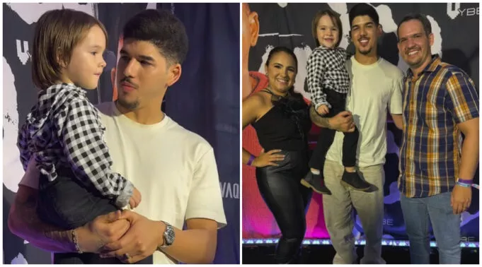 Pequeno Miguelzinho, fã de Zé Vaqueiro, encontra o cantor durante show no São João de Patos