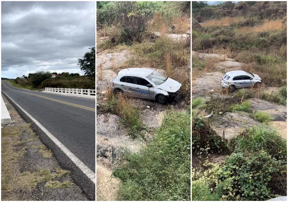 Motorista de aplicativo perde controle e sai da pista na BR-361, próximo a Santa Terezinha-PB