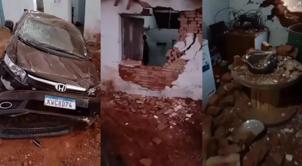 Carro colide contra casa às margens da PB-262, entre Teixeira e São José do Bonfim