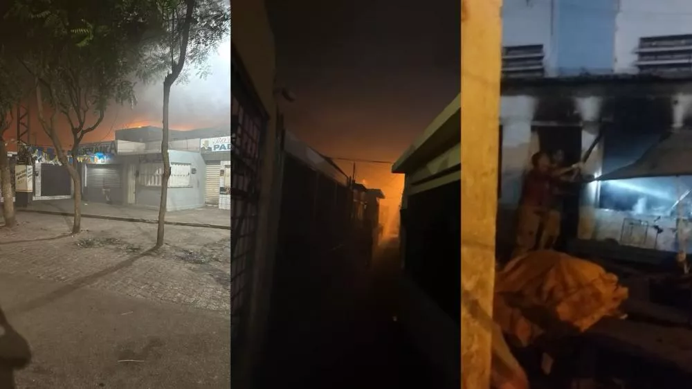 Princípio de incêndio é registrado no Mercado Público de Patos na noite desta terça (25); Bombeiros fazem trabalho de combate
