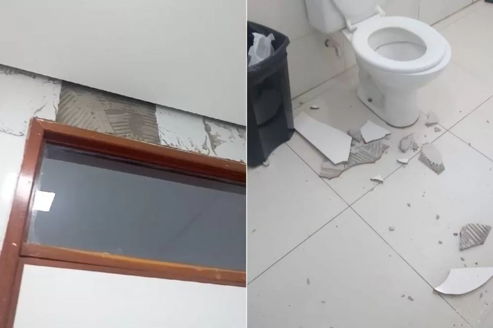 Cidadão denuncia queda de cerâmica em parede de banheiro do Hospital do Bem; equipe técnica diz que local foi isolado e providências estão sendo adotadas