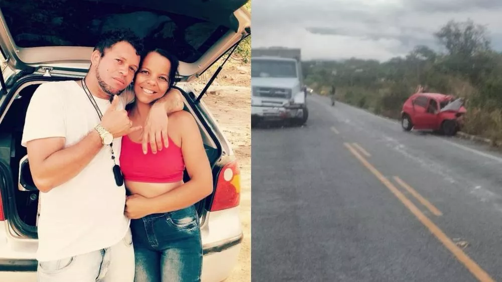 Homem morre e mulher fica ferida em colisão entre carro e caminhão caçamba neste sábado (06) em Desterro