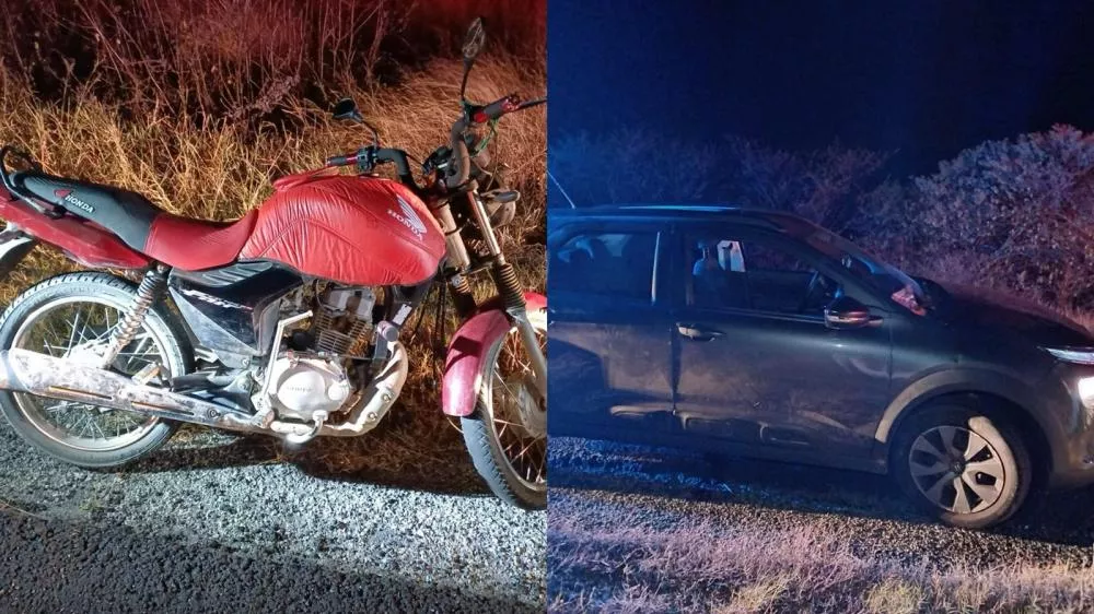 PRF dá detalhes de acidente envolvendo moto e carro que deixou motociclista ferido na noite deste sábado (13) entre Patos e Santa Terezinha