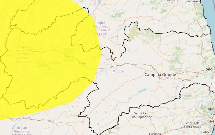 Patos e mais de 80 municípios da Paraíba recebem alerta do Inmet para baixa umidade