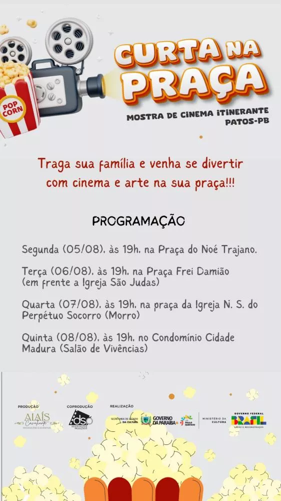 Projeto leva cinema às praças de Patos
