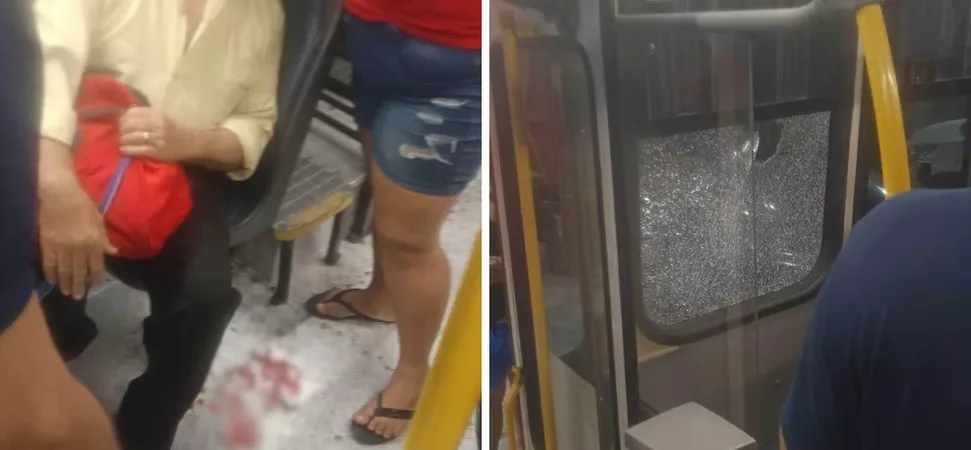 Idoso fica ferido após ser atingido por pedra dentro de ônibus em João Pessoa