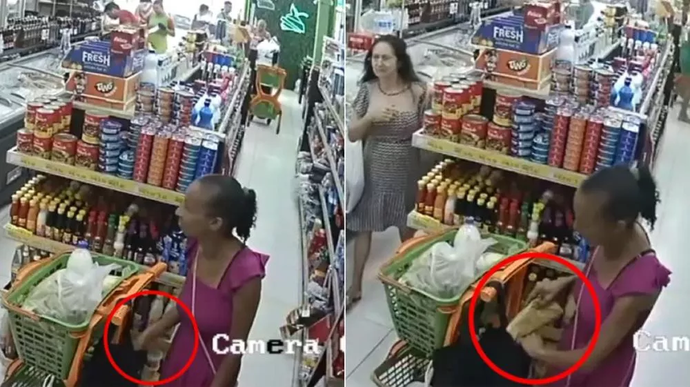 Idosa é flagrada furtando dinheiro de bolsa em Hortifruti no Centro de Patos; veja vídeo