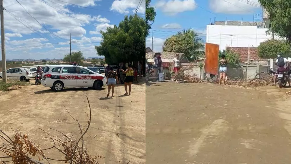 Moradores bloqueiam desvio no Mutirão em protesto contra a falta de infraestrutura próximo à obra na PB-262
