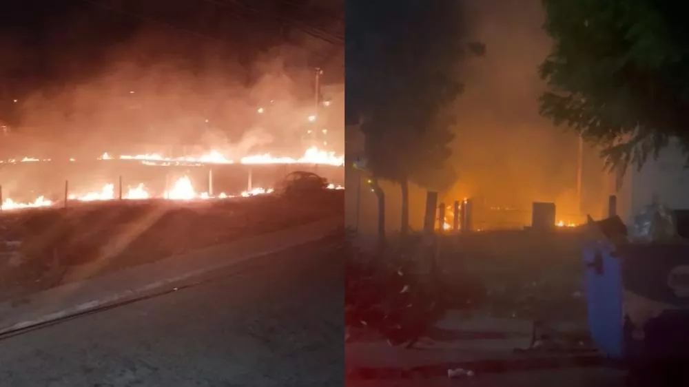 Incêndio criminoso em terreno baldio próximo à estação meteorológica do bairro Jatobá assusta moradores na noite de sexta-feira (30)