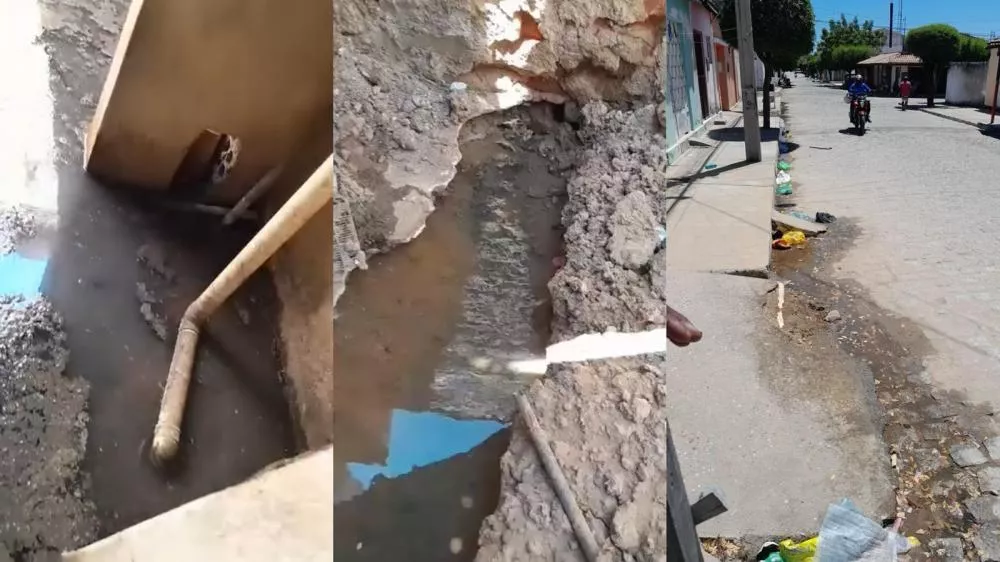 Moradora de Patos denuncia situação precária do muro de sua casa devido a galeria entupida e cobra solução das autoridades; gestão diz que cobrará agilidade no conserto