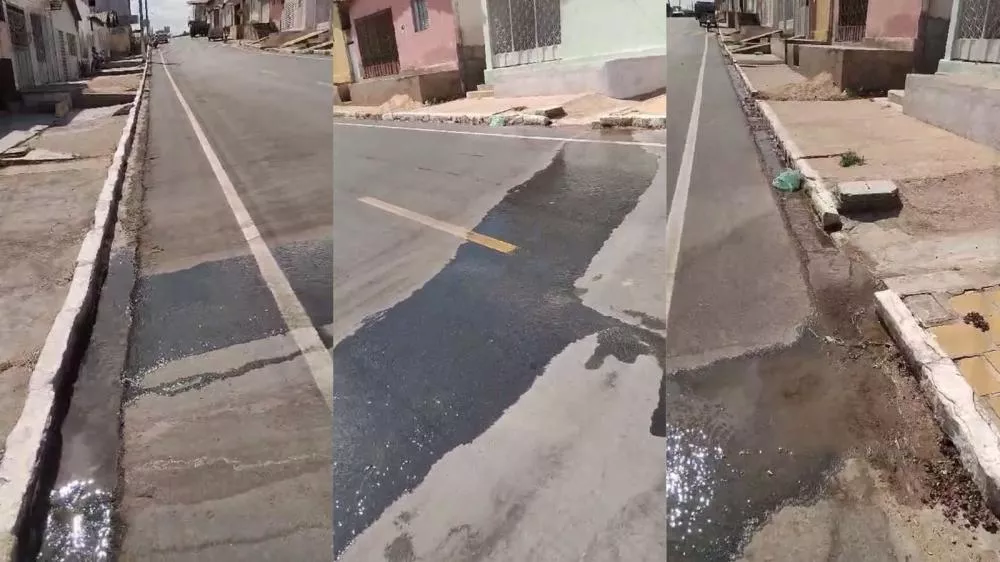 Moradora de Passagem reclama de falta de água e vazamento em rede de distribuição; Cagepa diz que equipe irá ao local