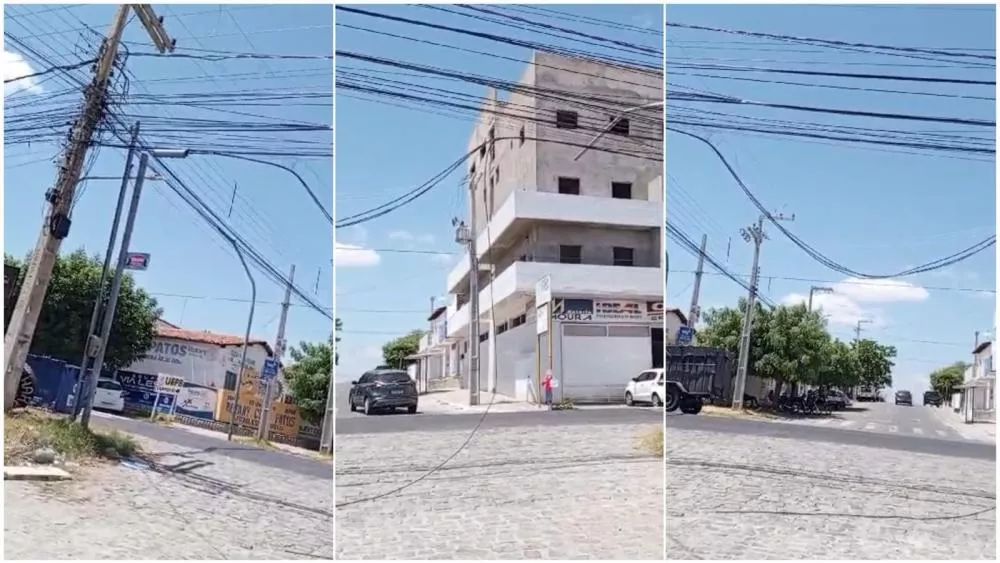 Fiação solta nas ruas Alfredo Lustosa Cabral e Pedro Firmino preocupa moradores em Patos-PB