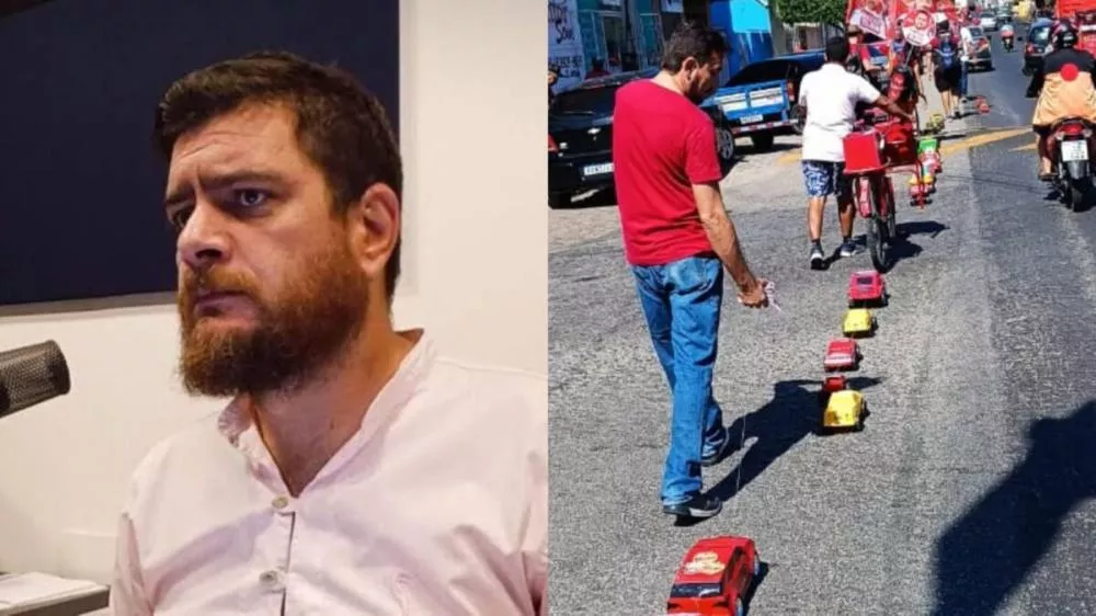 Vereador e candidato à reeleição, Jamerson Ferreira, realiza “a maior carreata da história de Patos” com carrinhos de brinquedo e chama atenção nas redes sociais