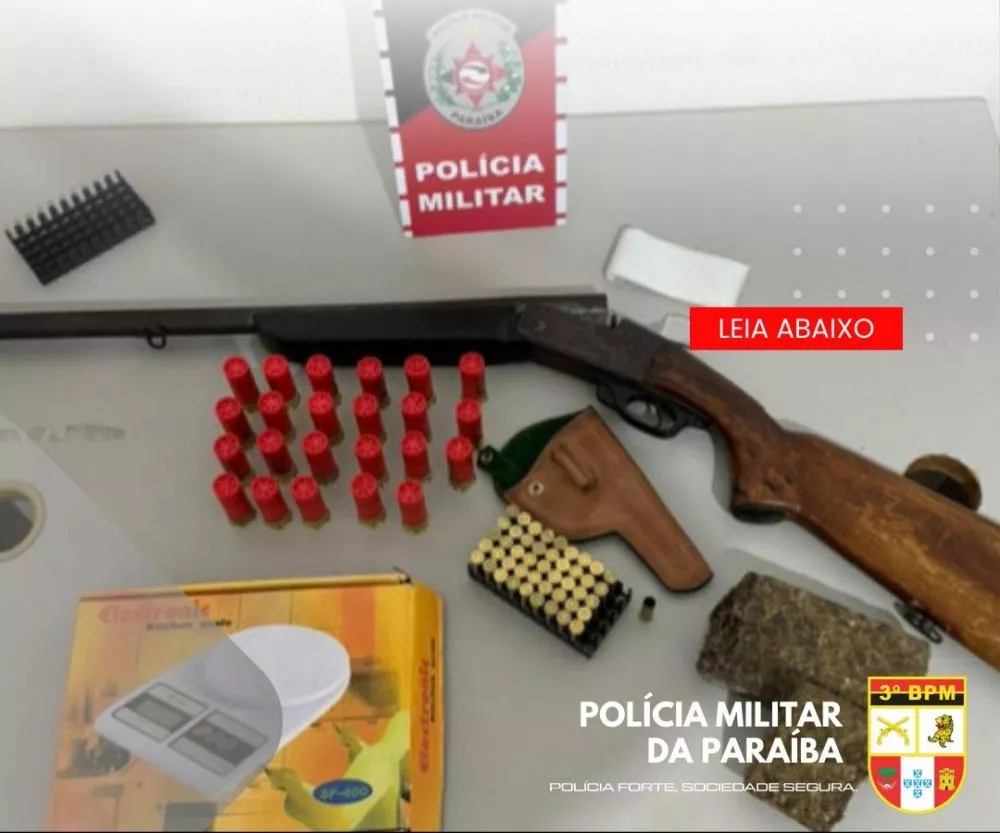 Polícia apreende arma e drogas em residência após denúncia de disparos em Patos