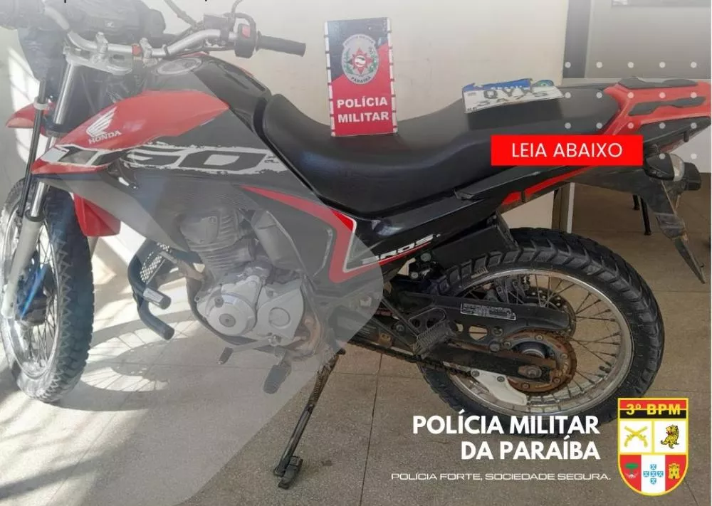Motocicleta roubada é recuperada pela Polícia Militar em Sítio de Teixeira-PB