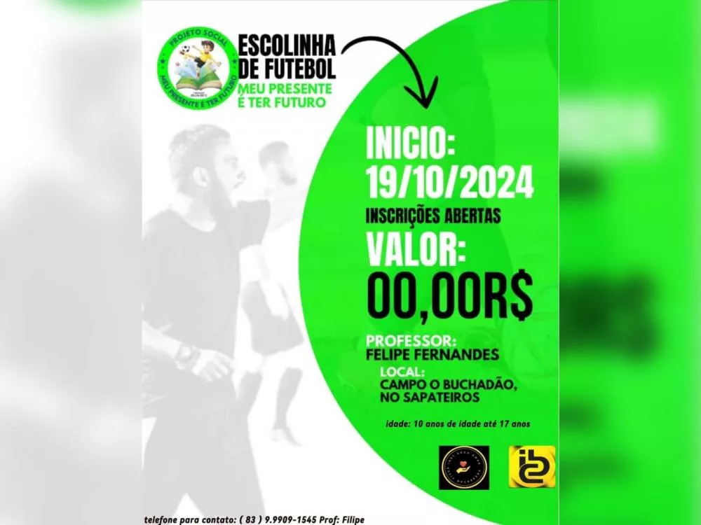 Projeto “Meu Presente é Ter Futuro” terá início com atividades gratuitas em Patos, incluindo futebol e artes marciais