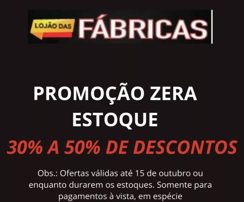 Lojão das Fábricas oferece até 50% de desconto em grande promoção em Patos