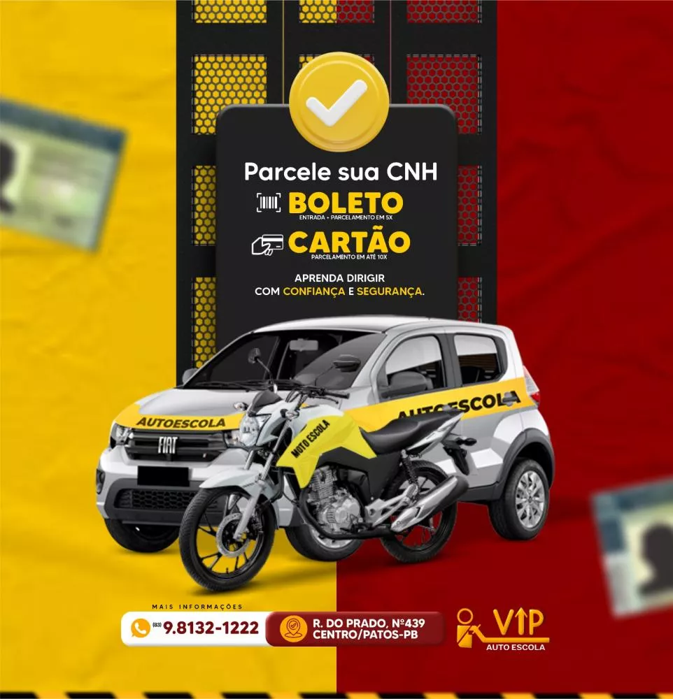Autoescola VIP facilita pagamento da CNH com parcelamento no boleto e cartão