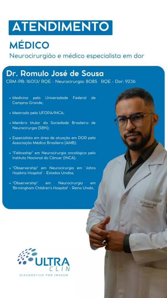 Especialista em Neurocirurgia e Tratamento da Dor Crônica Atende em Patos no Dia 10 de Outubro