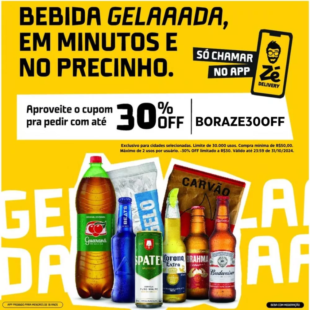 Aplicativo Zé Delivery oferece cupons exclusivos em Patos até o final de outubro