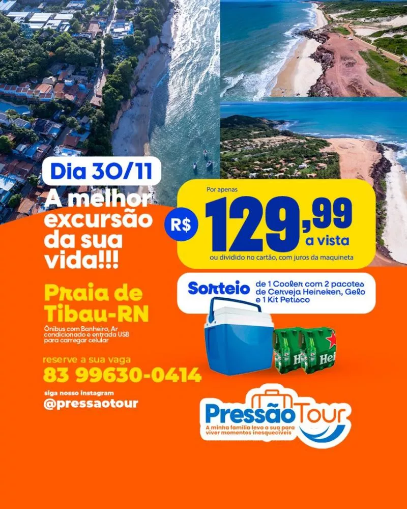 Viva um Domingo Inesquecível na Praia de Tibau com a PressãoTour! 