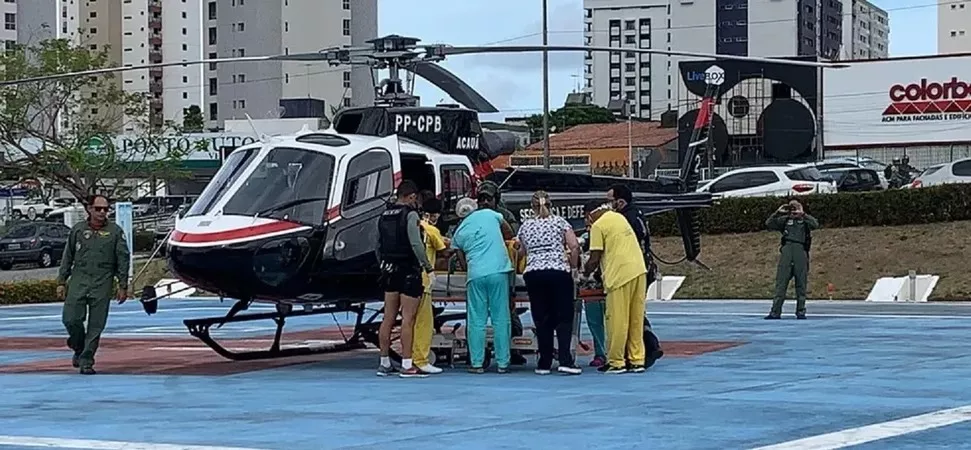 Na Paraíba: Homem é socorrido de helicóptero após ser atingido por disco de lixadeira no tórax