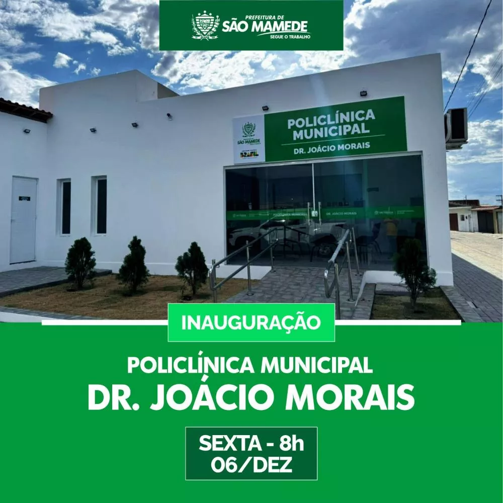 Prefeito Dr. Jefferson inaugura moderna Policlínica Municipal em São Mamede nesta sexta-feira (6)