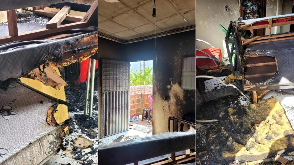 Incêndio destrói casa de idosa e filha no distrito de Santa Maria Gorete, em Mãe d'Água, e vítimas estão internadas; família cria campanha solidária