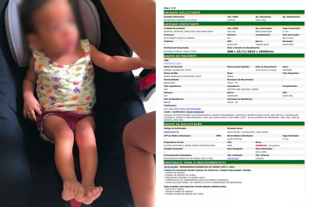 Mãe lança campanha para realizar exame de ressonância em bebê de 8 meses, para tratamento urgente