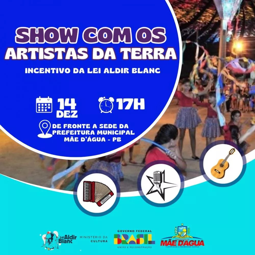 I Festival de Música com Incentivo da Lei Aldir Blanc acontece neste sábado em Mãe d’Água