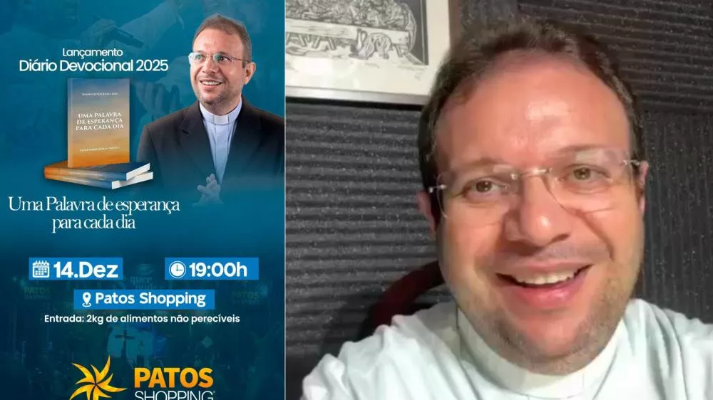 “Uma palavra de esperança para cada dia”: Padre Fabrício lança novo Diário Devocional neste sábado (14) no Patos Shopping