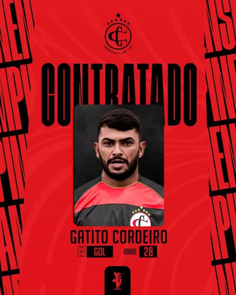 Campinense anuncia goleiro Gatito Cordeiro, ex-Queimadense e Pombal