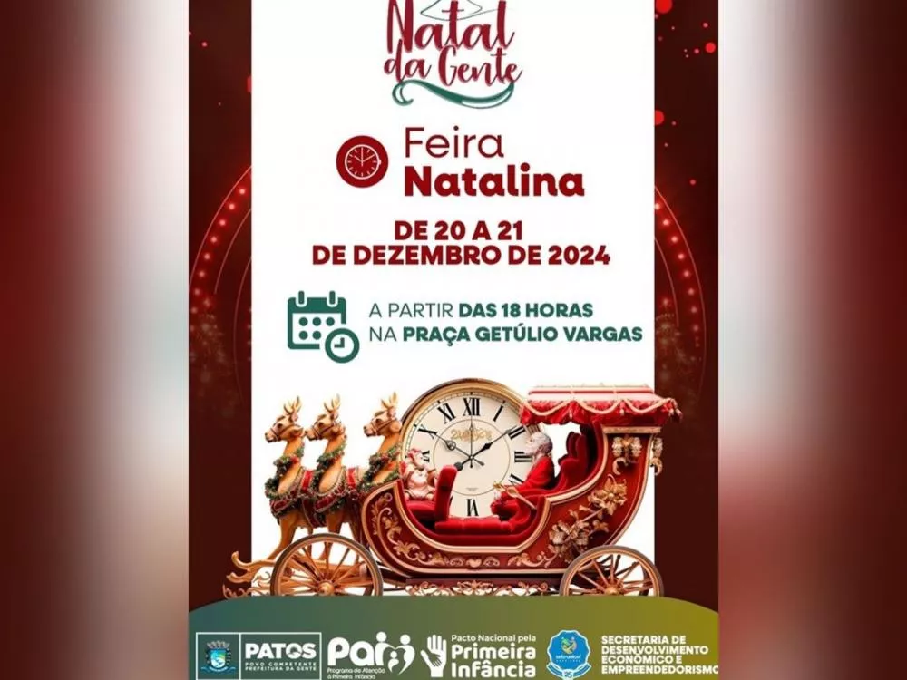  Prefeitura de Patos promove Feira Natalina nos dias 20 e 21 de dezembro