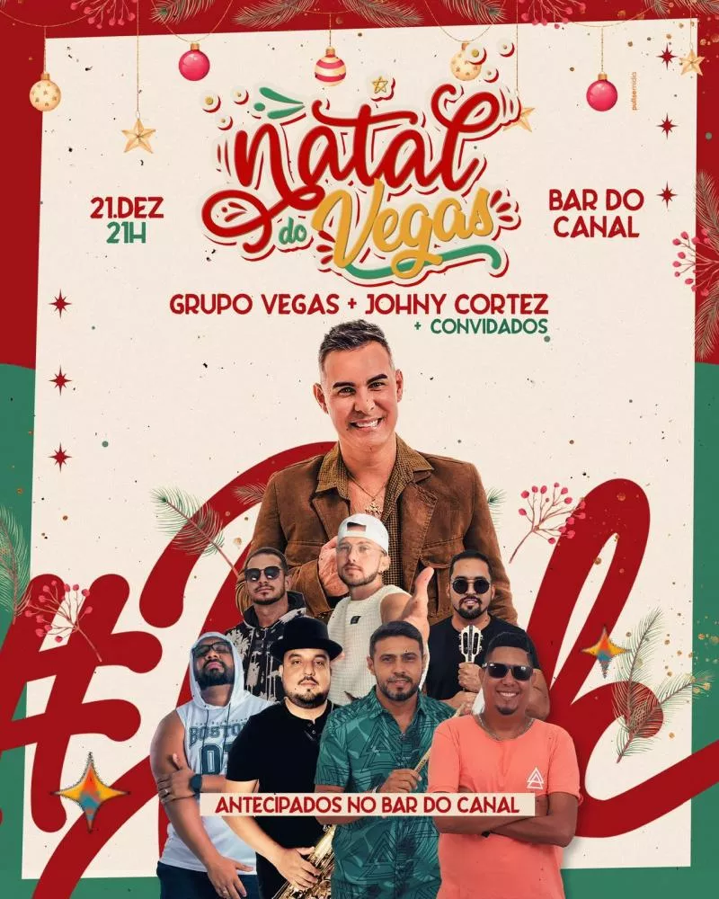 Johnny Cortez é atração confirmada no Natal do Vegas no Bar do Canal, em Patos, no próximo sábado (21)