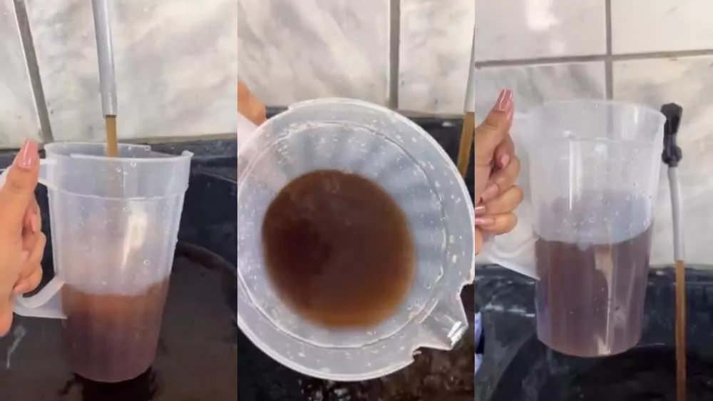 Moradora do Bairro Bivar Olinto reclama de água escura nas torneiras