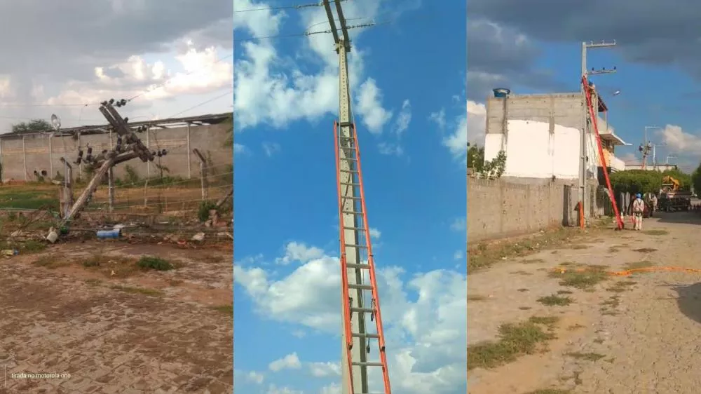 Energisa substitui poste derrubado por ventania no último sábado (04) e realiza melhorias na rede elétrica da Rua Dinamérico Palmeira, no Jatobá
