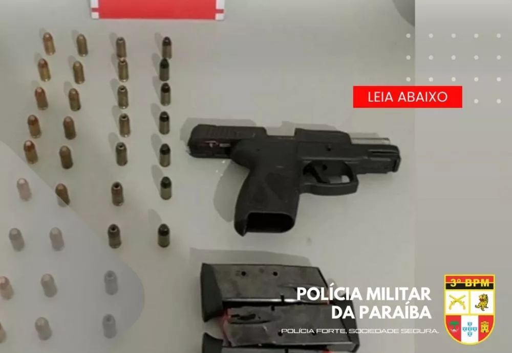 Polícia Militar apreende arma de fogo em Patos após denúncia de violência doméstica