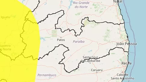 Inmet emite alerta amarelo de acumulado de chuvas para 44 cidades do Sertão da Paraíba