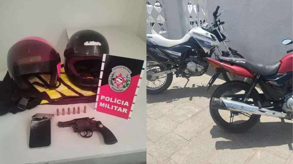 Polícia Militar prende acusados de roubo de motocicleta e apreende arma de fogo em Patos