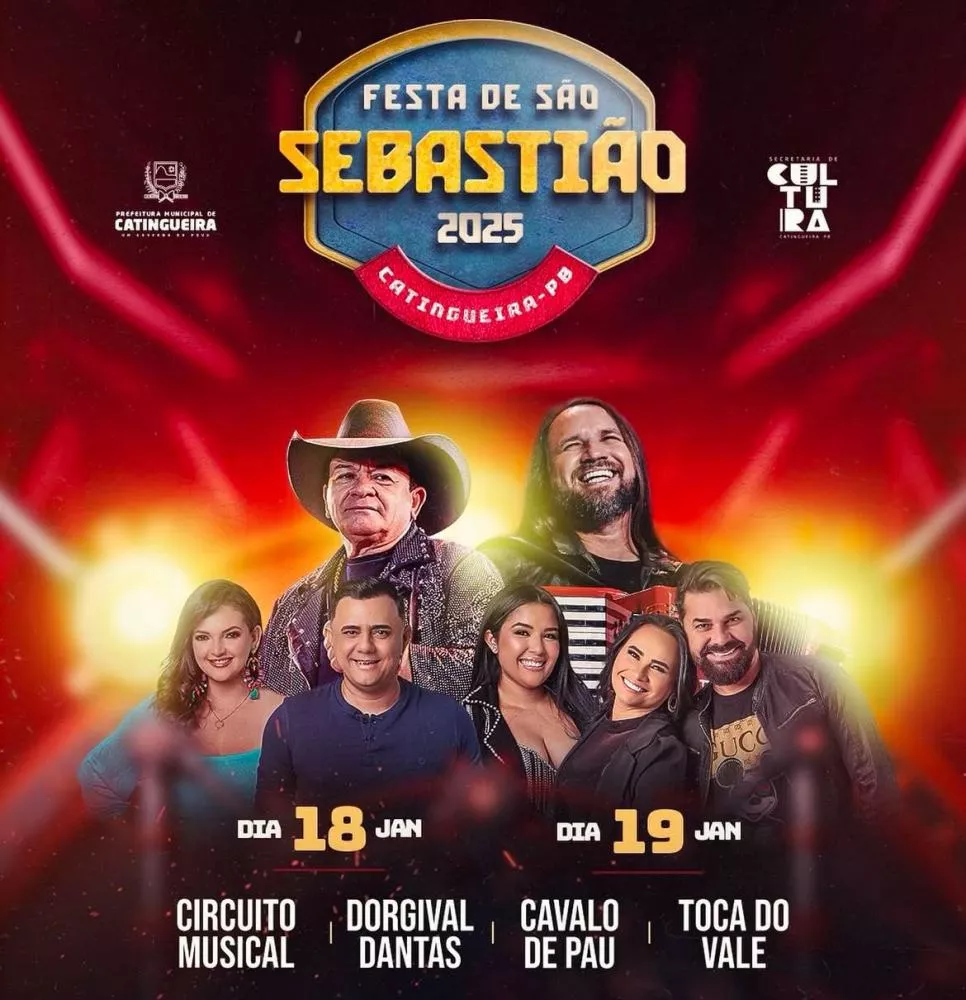 Dorgival Dantas, Cavalo de Pau, Toca do Vale e Circuito Musical animam a Festa de São Sebastião neste fim de semana em Catingueira