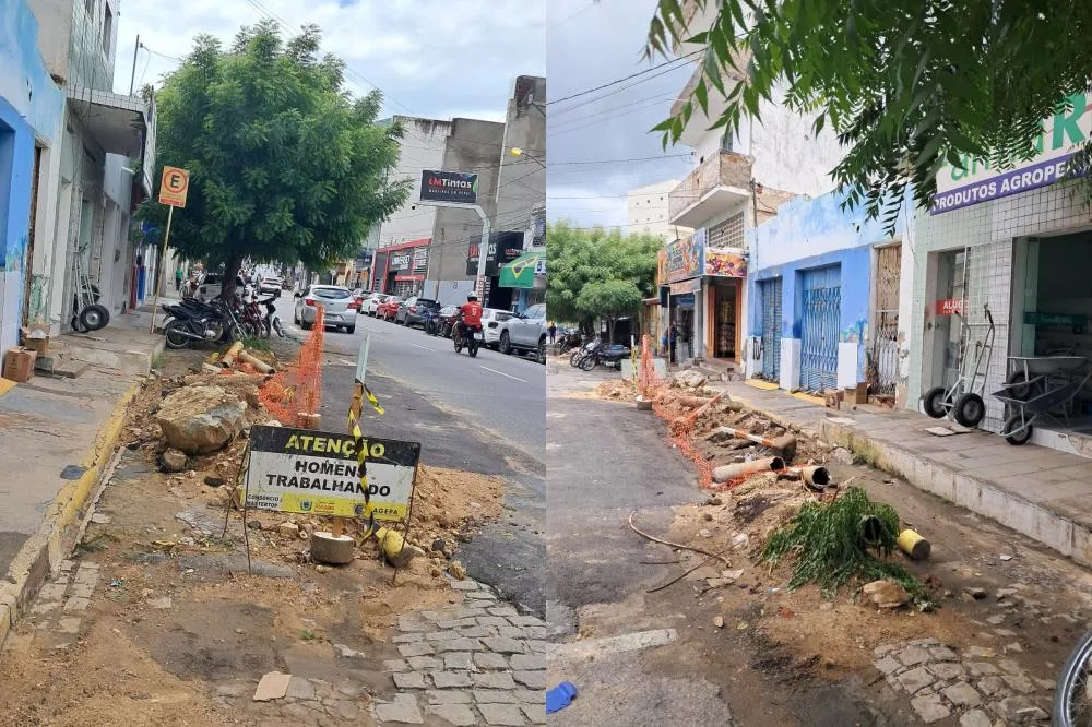 Cidadão reclama de restos de entulho após de serviço da Cagepa no Centro de Patos