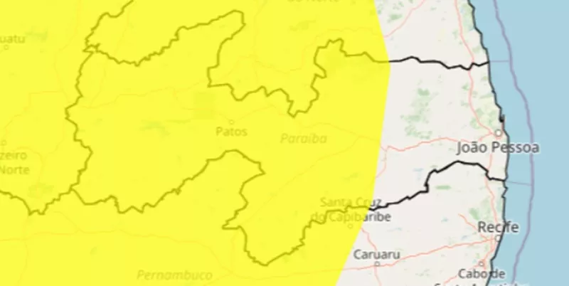 Patos e mais 146 cidades da Paraíba estão sob alerta de chuvas intensas; veja lista segundo o INMET 