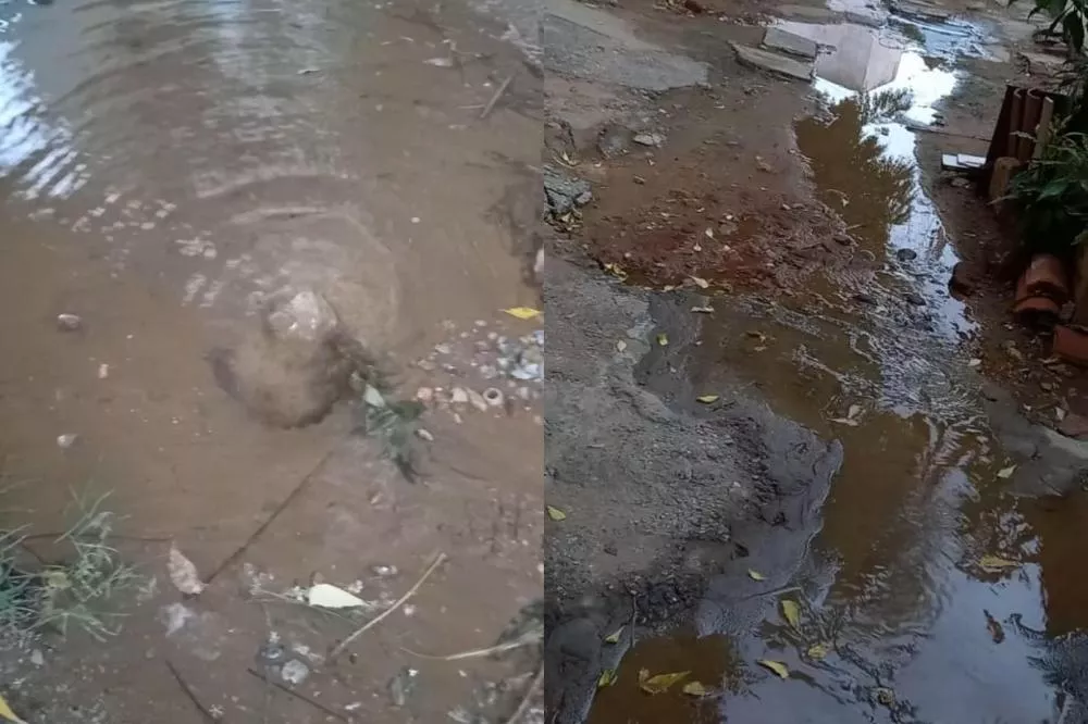 Moradores reclamam de vazamento de água potável no bairro Belo Horizonte